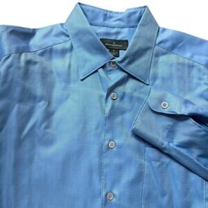 Ermenegildo Zegna Dress Shirt Men's Size XL Light Blue Button Up Long Sleeve